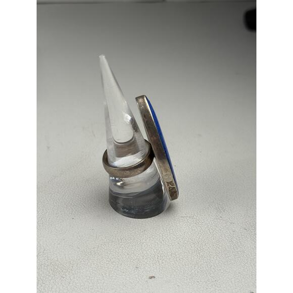 ATI Mexico Sterling Silver Ring Large Blue Gemstone Size 8 - Picture 7 of 10